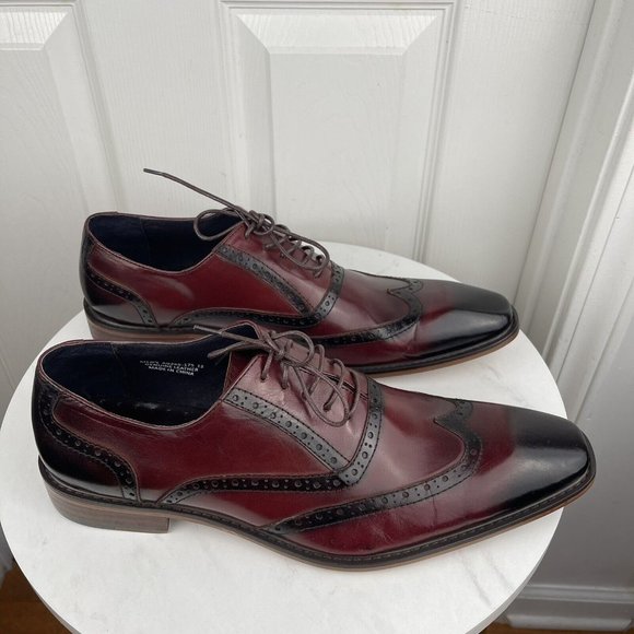 ASHER GREEN Men Genuine Burnished Leather Perforated Wingtip Burgundy Oxfords main image 6